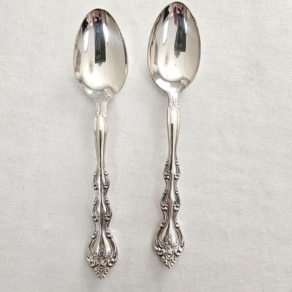 Vintage International Silver Plate Interlude Teaspoons Set of 2 Ornate 6"